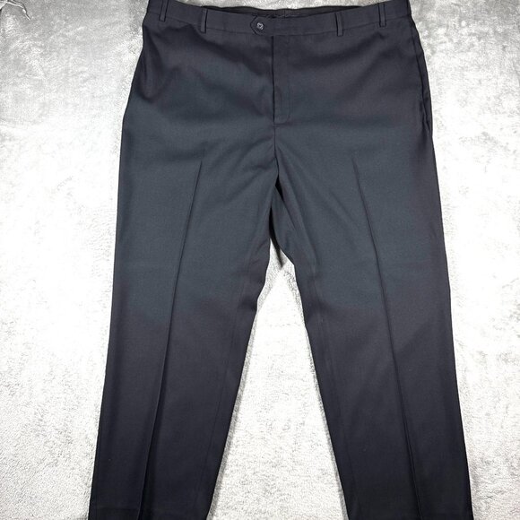 Savane Men’s Dress Pants 50x32 Black Classic Fit Big & Tall Flat Front - Picture 1 of 9